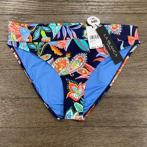 NWT La Blanca Tropidelic Paisley Shirred Banded Bikini Bottom Size 12